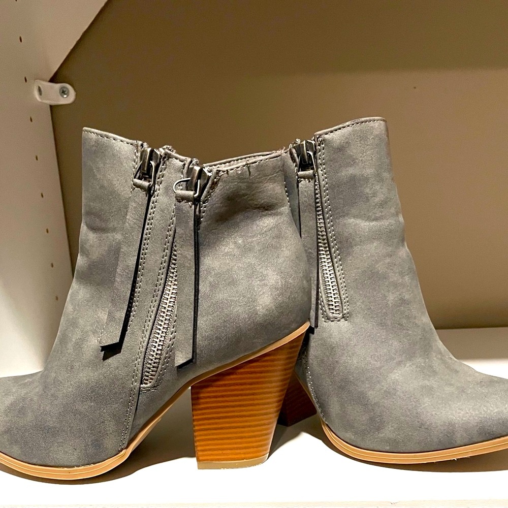 Gray Suede Ankle Boots